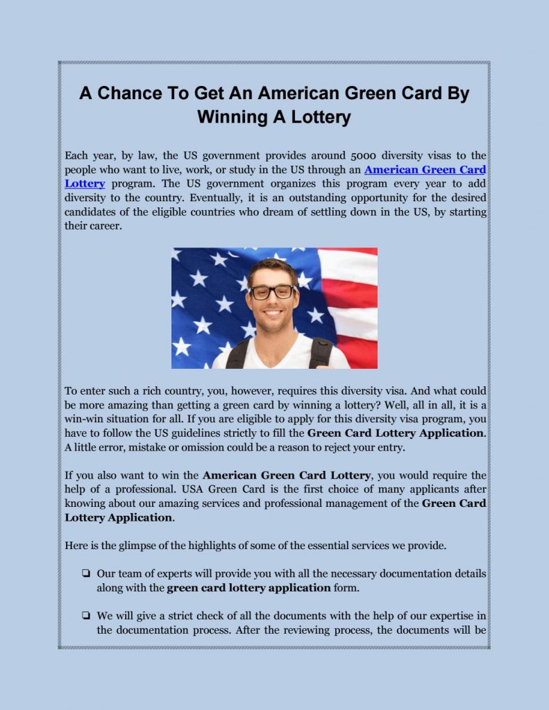 Errori da evitare con la lotteria della carta verde Green Card Lottery